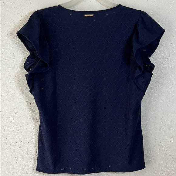 Michael Kors Navy Blue V-Neck Blouse - Picture 4 of 5